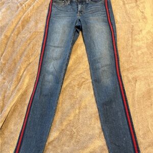 DKNY Blue Skinny Jeans with Red Stripe